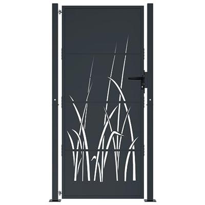 VidaXL Poort 105x205 cm met grasontwerp staal antracietkleurig
