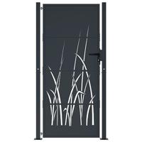 VidaXL Poort 105x205 cm met grasontwerp staal antracietkleurig - thumbnail