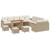 Tuinbankenset 14 pcs Beige poly rattan - thumbnail