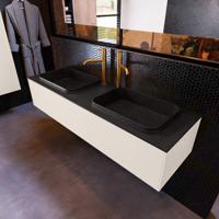 Badkamermeubelset Mondiaz Erin 150 cm met 1 Lade met RIDGE Wastafel Dubbel Urban met 2 kraangaten Greeploos Mat Linen - thumbnail