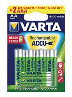 Varta 4 stuks AA oplaadbare batterijen + 2 x gratis AAA - Ready-to-use - thumbnail