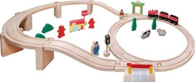 SpielMaus houten houten trein in trommel, 38 delig SpielMaus houten houten trein in trommel, 38 delig