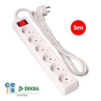 Stopcontactenstrip 6 Tomas met Interruptor EDM 41066 Schuko (5 m) - thumbnail