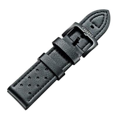 CAGARNY eenvoudige Fashion horloges Band groene gesp lederen horlogebandje breedte: 24mm(Black)