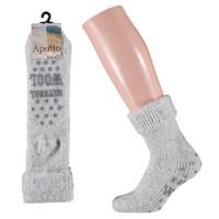 Wollen kinder slofsokken antislip grijs maat 31/34 - Huissokken kinderen - thumbnail