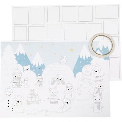 Creativ Company Kerst kalender, afm 30x42 cm, wit, 3 stuk/ 1 doos