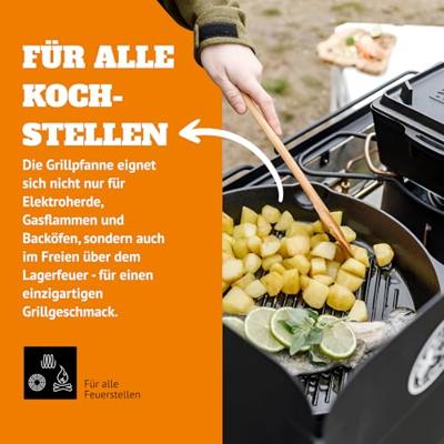 - Gietijzeren grill skillet met steel - 35 cm