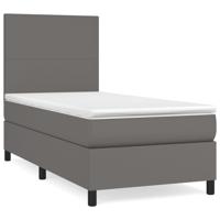 Boxspring met matras kunstleer grijs 100x200 cm - thumbnail
