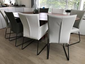 Set van 8 leren eetkamerstoelen - met designpoot - zwart leer - Echt leer, Industrieel, ontdek de vele Leersoorten en Kleuren bij ShopX