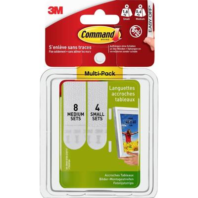 3M Command-beeldmontage strips S en M, voordeelverpakking Wit Inhoud: 12 paar 3M Command-beeldmontage strips S en M, voordeelverpakking Wit Inhoud: 12 paar