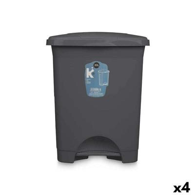 Pedaalemmer Antraciet Plastic 30 L (4 Stuks)