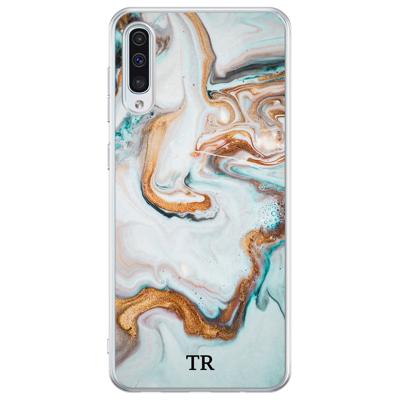 Samsung Galaxy A50/A30s hoesje ontwerpen - Marmer blauw goud Samsung Galaxy A50/A30s hoesje ontwerpen - Marmer blauw goud