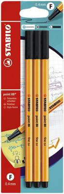 Fineliner stabilo point 88 f zwart 3st | 10 stuks