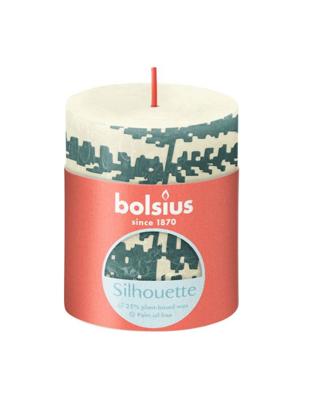 Bolsius rustiek printed stompkaars 80/68 soft pearl fern