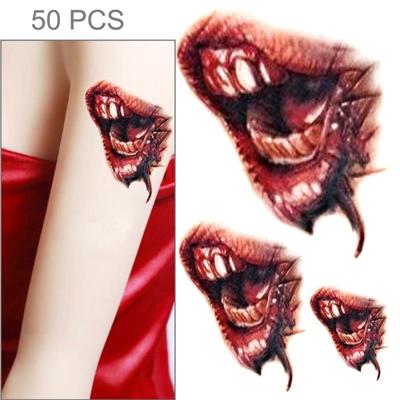 S-297 50 PCS Halloween terreur realistische wond bloed mond tijdelijke tattoo sticker