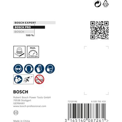 Bosch Accessories Komborstel, gevlochten draad, roestvrij, 0,5 mm, 75 mm, 12.500 omw/min, M 14 Bosch Power Tools 2608622060 1 stuk(s)