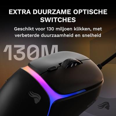Glorious Gaming - bekabelde gamingmuis Model D3 - Ultralicht 57 g, optische knoppen met klikrate van 130M, 30K DPI BAMF 3.0-sensor, 750 IPS-tracking, 50G-versnelling, ondersteunt elk griptype - Zwart