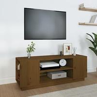 Tv-meubel 110x35x40,5 cm massief grenenhout honingbruin - thumbnail