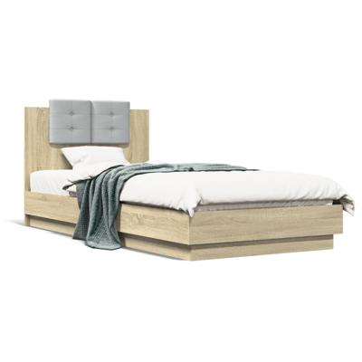 Bedframe met hoofdbord en LED sonoma eikenkleurig 100x200 cm - thumbnail