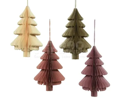 Kerstornament Papieren Kerstboom 15cm Assorti 1st