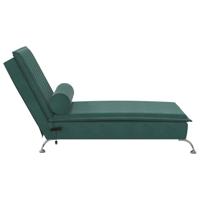 Massage chaise longue met bolster fluweel donkergroen - thumbnail
