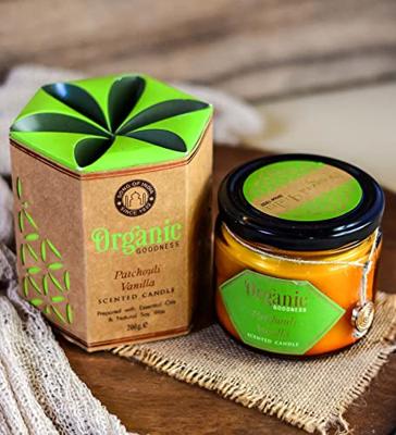 Organic Goodness Geurkaars in Glas Patchouli & Vanille - Soja Was (200 gram)