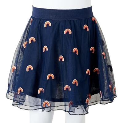 Kinderrokje met tule en regenboog borduursel 92 marineblauw Kinderrokje met tule en regenboog borduursel 92 marineblauw