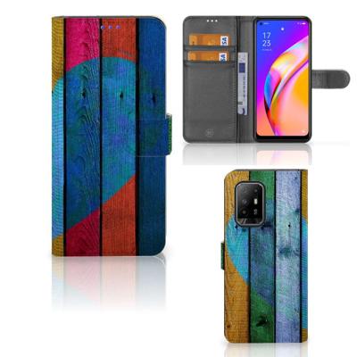OPPO Reno5 Z | A94 5G | Book Style Case | Wood Heart - Cadeau voor je Vriend | Portemonnee hoesje