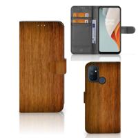 OnePlus Nord N100 | Book Style Case | Donker Hout - thumbnail