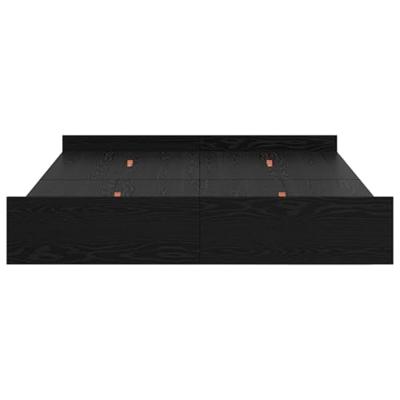 Opbergbedframe met lade Zwart eiken 135 x 190 cm Bewerkt hout
