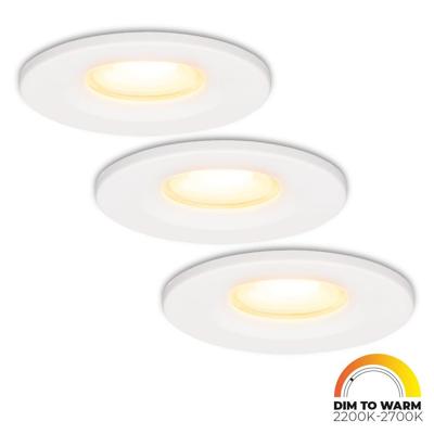 Set van 3 Venezia LED inbouwspots - 6 Watt 460lm - Dim to warm - Rond - Dimbaar - IP65 waterdicht - Wit - Voor binnen, buiten en badkamer