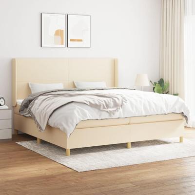 Boxspring met matras stof crèmekleurig 200x200 cm
