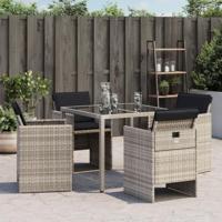 Tuinstoelen 4 st met kussens poly rattan lichtgrijs - thumbnail