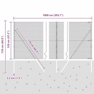 VidaXL Afrasteringspaal groen 10 x 1,2 m (12 x 12 mm gaas)