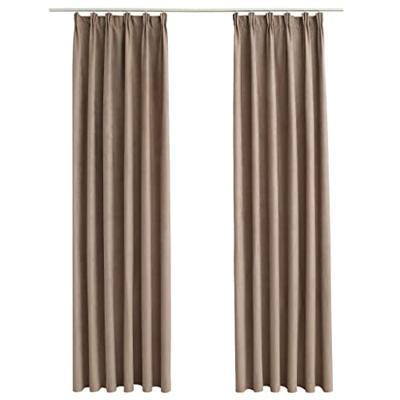 VidaXL Gordijnen verduisterend met haken 2 st 140x175 cm taupe VidaXL Gordijnen verduisterend met haken 2 st 140x175 cm taupe