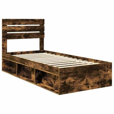 Bedframe Gerookt eiken 90 x 190 cm Massief grenenhout