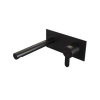 Brauer Black Edition Wastafelmengkraan inbouw - rechte uitloop links - hendel plat smal - afdekplaat - model D 1 - mat zwart 5-S-004-S4 - thumbnail