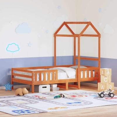 Bedframe met huisje massief grenenhout wasbruin 90x200 cm
