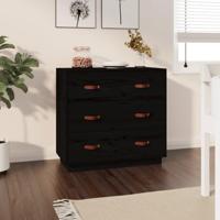 Dressoir 80x40x75 cm massief grenenhout zwart - thumbnail
