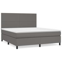 Boxspring met matras kunstleer grijs 160x200 cm - thumbnail