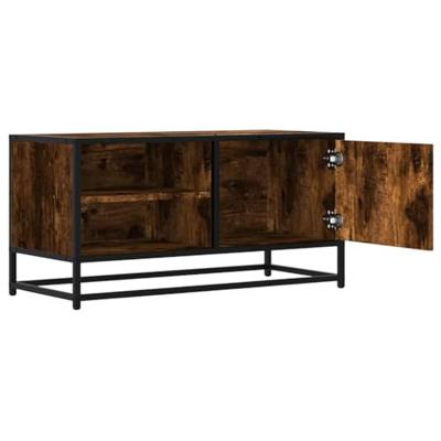 Tv-meubel 80x34,5x40cm bewerkt hout metaal gerookt eikenkleurig
