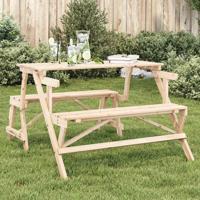 Picknicktafel met banken 2-in-1 ombouwbaar massief vurenhout - thumbnail