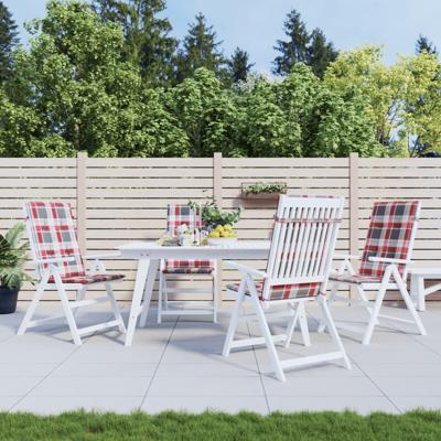 Tuinstoelkussens 4 st 120x50x3 cm stof ruitpatroon rood
