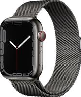 Apple Watch Series 7 (GPS + Cellular, 45mm) smartwatch - kast van grafietkleurig roestvrij staal - Grafietkleurig Milanees bandje. Conditie bijhouden, Saturatie-app en Ecg-app, waterbestendig - thumbnail