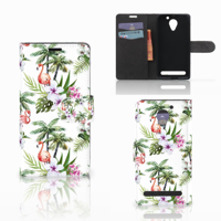 Lenovo C2 Power Telefoonhoesje met Pasjes Flamingo Palms - thumbnail