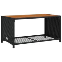 4-delige Loungeset met kussens poly rattan zwart - thumbnail