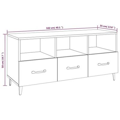 Tv-meubel 102x35x50 cm bewerkt hout wit