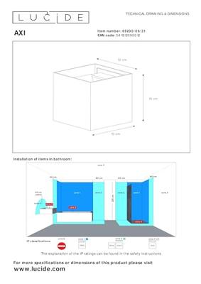 Lucide AXI - Wandspot / Wandlamp Badkamer - LED - 2x7W 2700K - IP54 - Verstelbare stralingshoek - Wit