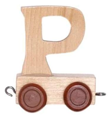 Bongers Speelgoed Houten letter p met wieltjes 6 cm hoog