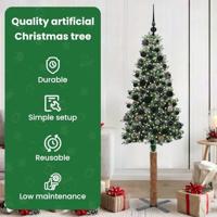 VidaXL Slanke kerstboom groen 180 cm pvc en massief dennenhout - thumbnail
